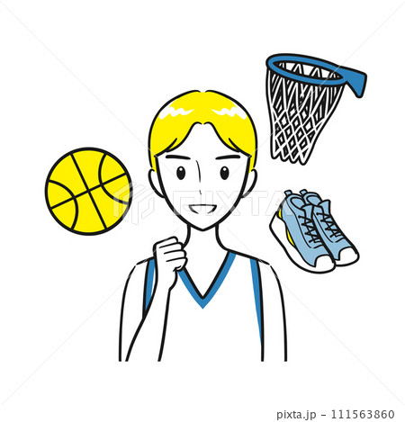 バスケットボール・バスケ部・部活を頑張る男子学生（背景なし・シンプル） 111563860