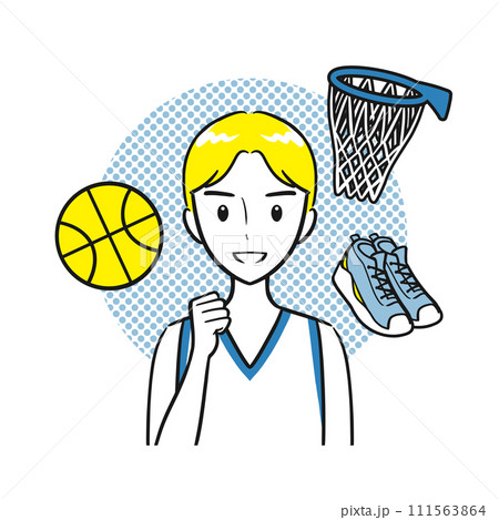 バスケットボール・バスケ部・部活を頑張る男子学生(背景あり・シンプル) バスケットボール・バスケ部・部活を頑張る男子学生(背景あり・シンプル) 111563864