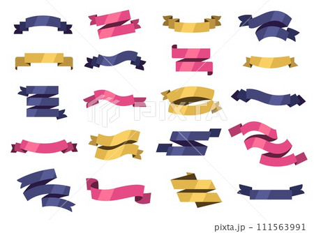 Colorful ribbon banners. Abstract decorative scroll borders for text, cartoon banner design for celebration decoration. Vector set Colorful ribbon banners. Abstract decorative scroll borders for text, cartoon banner design for celebration decoration. Vector set 111563991