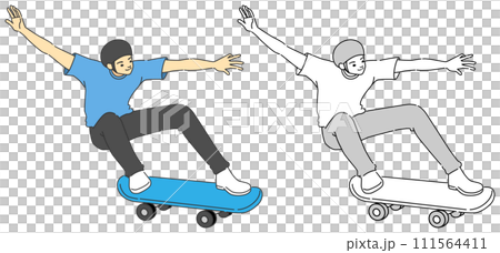 スケートボーダーの男性選手のイラストセット 111564411