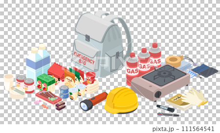 Isometric illustration set of disaster prevention goods 111564541