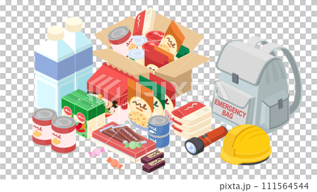 防災用品等距插圖集 111564544
