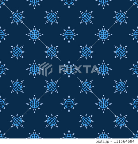 Globe inside Star Shape vector simple blue line...のイラスト素材 [111564694 ...