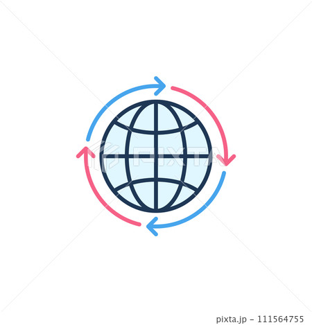 Globe with Round Arrows vector concept colored icon Globe with Round Arrows vector concept colored icon 111564755