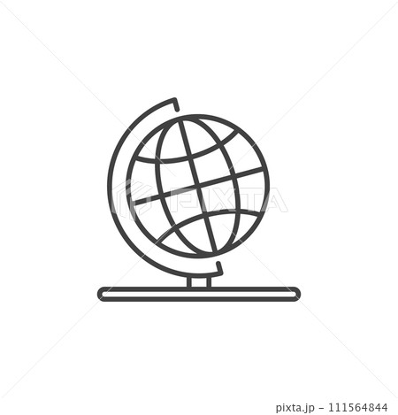 Globe on Stand vector concept linear icon or sign Globe on Stand vector concept linear icon or sign 111564844