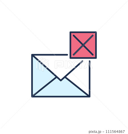 Cross Sign and Envelope vector Delete Email concept colored icon Cross Sign and Envelope vector Delete Email concept colored icon 111564867