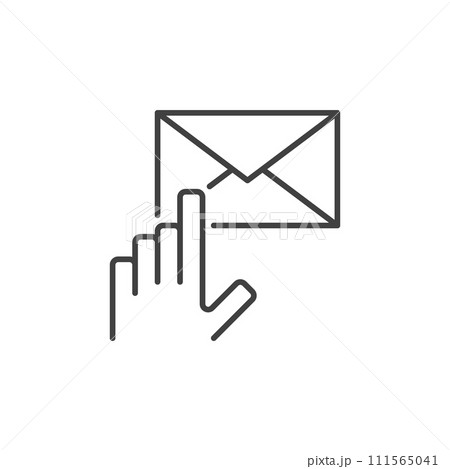 Hand with Envelope vector Email concept outline icon Hand with Envelope vector Email concept outline icon 111565041
