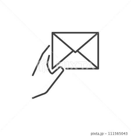 Hand with Envelope vector Message concept outline icon Hand with Envelope vector Message concept outline icon 111565043