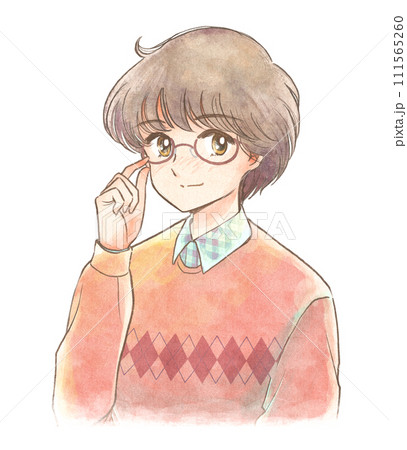 80年代少女漫画の登場人物風イラスト・やさしい幼馴染くん 111565260