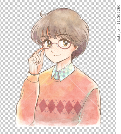80年代少女漫画の登場人物風イラスト・やさしい幼馴染くん 111565260