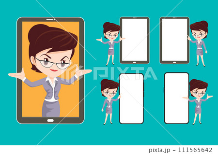 Businesswoman shows presentation with smartphone Businesswoman shows presentation with smartphone 111565642