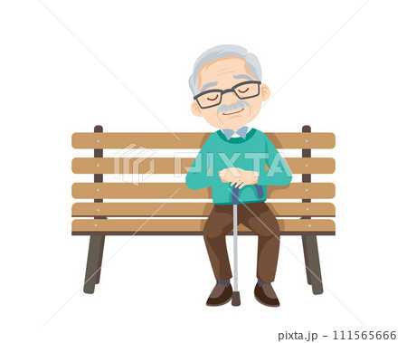 Old people, elderly man sitting on bench 111565666