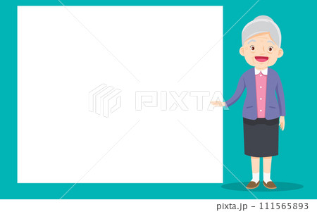 Elderly old people and blank banner present your text 111565893