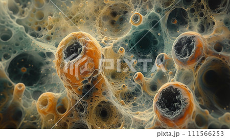 火星とかにいそうな架空の微生物の顕微鏡画像