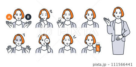 女性管理職のシンプルなベクターアイコンイラストセット素材 女性管理職のシンプルなベクターアイコンイラストセット素材 111566441