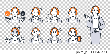 Simple vector icon illustration set material of female manager 111566441