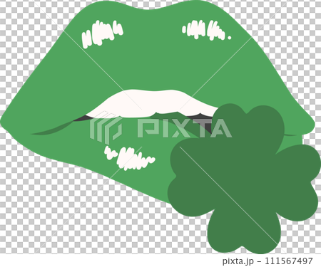St Paticks day lips with clover leaf 111567497
