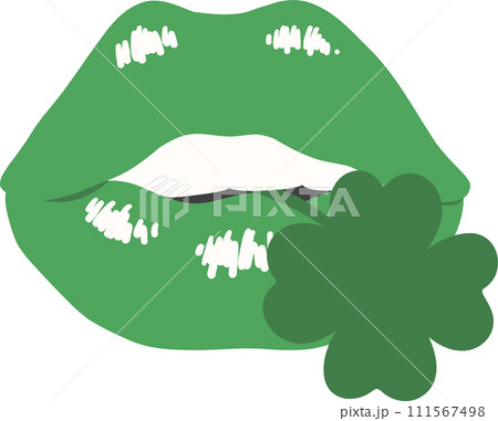 St Paticks day lips with clover leaf 111567498