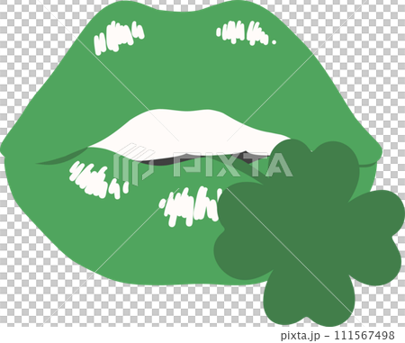 St Paticks day lips with clover leaf 111567498