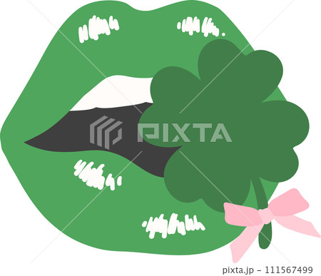 St Paticks day lips with clover leaf 111567499