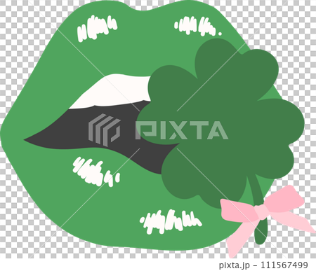 St Paticks day lips with clover leaf 111567499