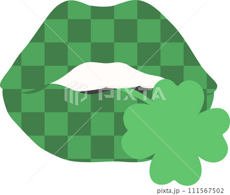 St Paticks day lips with clover leaf 111567502