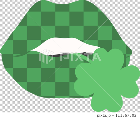 St Paticks day lips with clover leaf 111567502