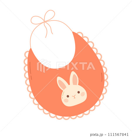 Cute bib for baby feeding. Flat vector illustration isolated on white Cute bib for baby feeding. Flat vector illustration isolated on white 111567841