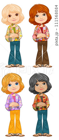 Colorful Children's Vector Illustration Set 111568084