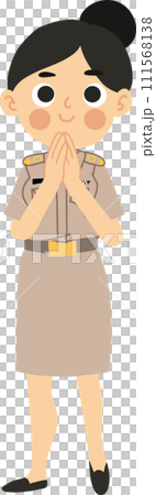 Thai Woman Educator Welcoming. Cute Thai Female Teacher Greeting Sawasdee Thai Woman Educator Welcoming. Cute Thai Female Teacher Greeting Sawasdee 111568138