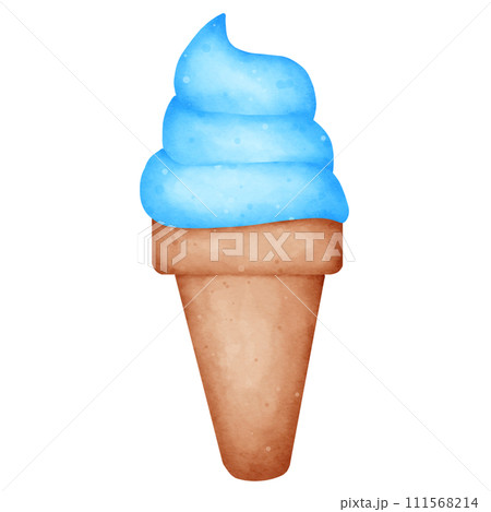 Cartoon watercolor ice cream cone Cartoon watercolor ice cream cone 111568214
