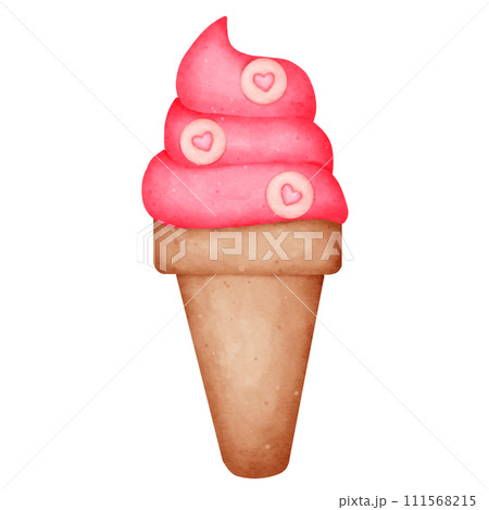 Cartoon watercolor ice cream cone 111568215