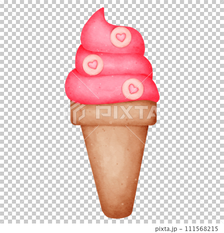 Cartoon watercolor ice cream cone 111568215
