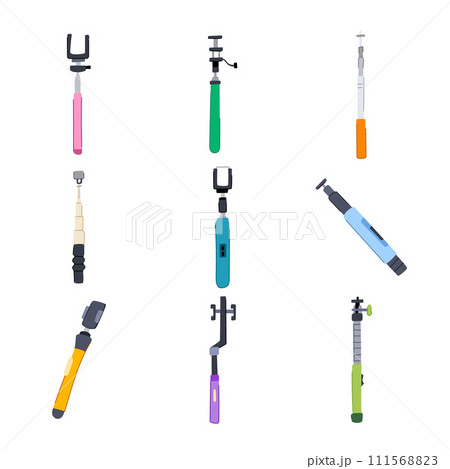 selfie stick set cartoon vector illustration 111568823