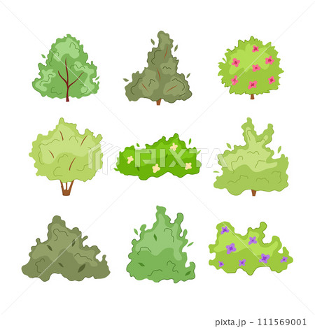 garden shrub set cartoon vector illustration 111569001