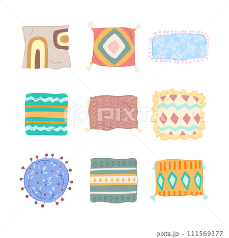 boho pillow set cartoon vector illustration 111569377
