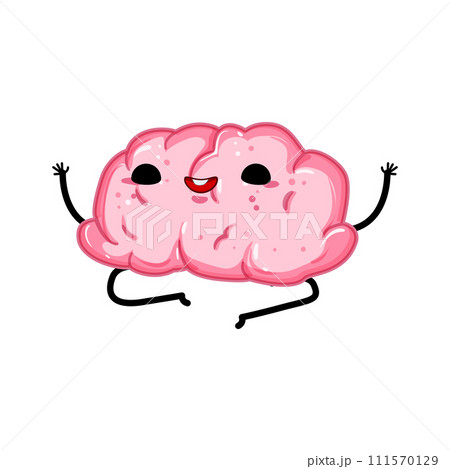cute brain character cartoon vector illustration 111570129