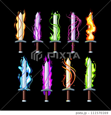 sword effect set cartoon vector illustration 111570169
