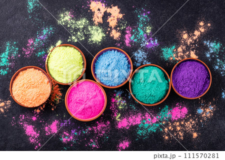 Gulal colors for Indian Holi festival 111570281