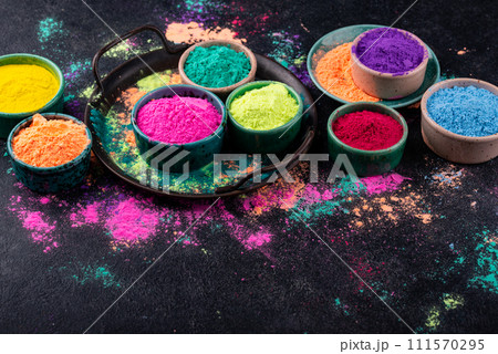 Gulal colors for Indian Holi festival 111570295