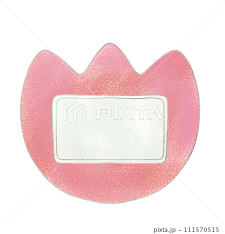 ピンクの水彩風チューリップの名札 111570515