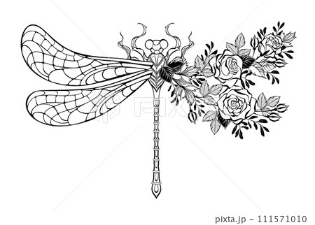 Flower dragonfly with contour rose 111571010