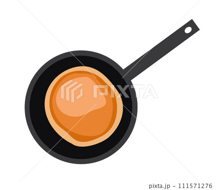 pancake in a frying pan vector illustration isolated on white background 111571276