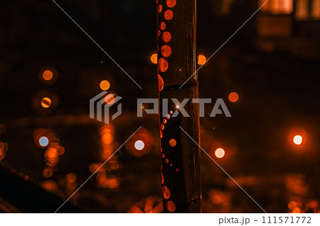 黒川温泉の湯あかりの筒灯篭 熊本県 黒川温泉の湯あかりの筒灯篭 熊本県 111571772