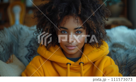 AI-generated content. Teenager recording video for social media at home, camera focused on smartphone screen, copy space included AI-generated content. Teenager recording video for social media at home, camera focused on smartphone screen, copy space included 111573073