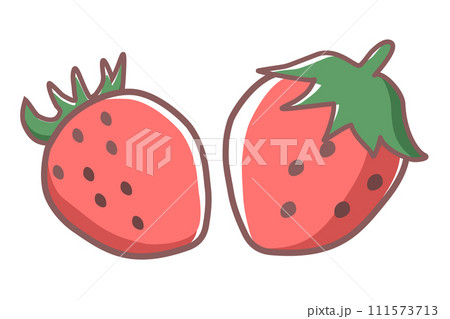 シンプルな苺の2個セットのイラスト（主線あり） 111573713