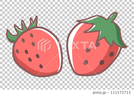 シンプルな苺の2個セットのイラスト（主線あり） 111573713