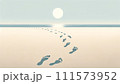 砂浜に続く足跡 111573952