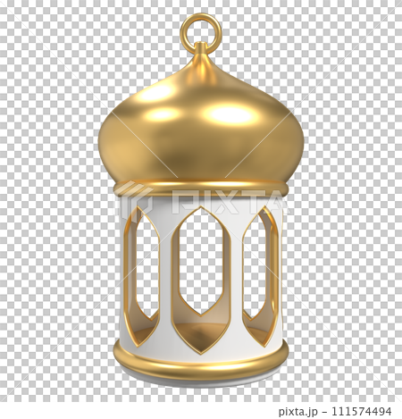 Golden lantern. Arabic lamp. 3D lantern. Decoration for ramadan kareem, eid mubarak, islamic new year. 3D rendering illustration Golden lantern. Arabic lamp. 3D lantern. Decoration for ramadan kareem, eid mubarak, islamic new year. 3D rendering illustration 111574494