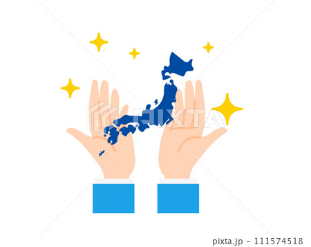 日本地図を持つビジネスパーソンの手のイラスト 111574518
